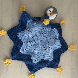 Blue Penguin Crochet Baby Blanket
